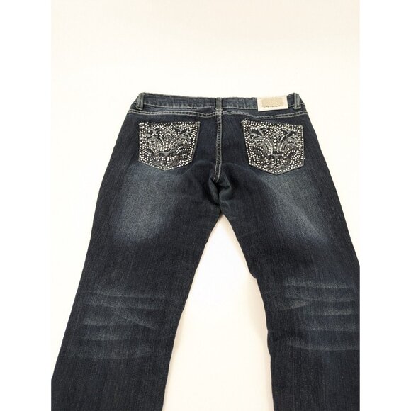 Montana Straight‎ Jeans Women's Size 11/12 Blue Stretch Distressed/Embellished - Picture 1 of 9